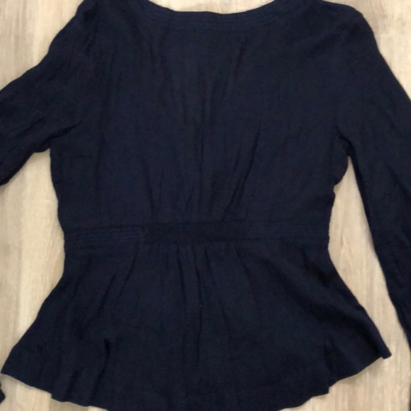 BOHO TOP BELL SLEEVES NAVY BLOUSE - Picture 5 of 6